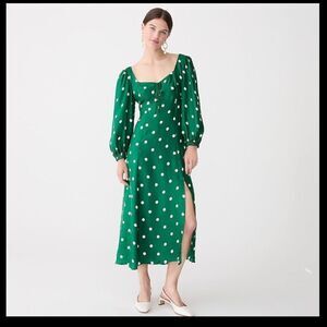 J Crew Sweetheart Long Sleeve Midi Dress in Polka Dot NWT